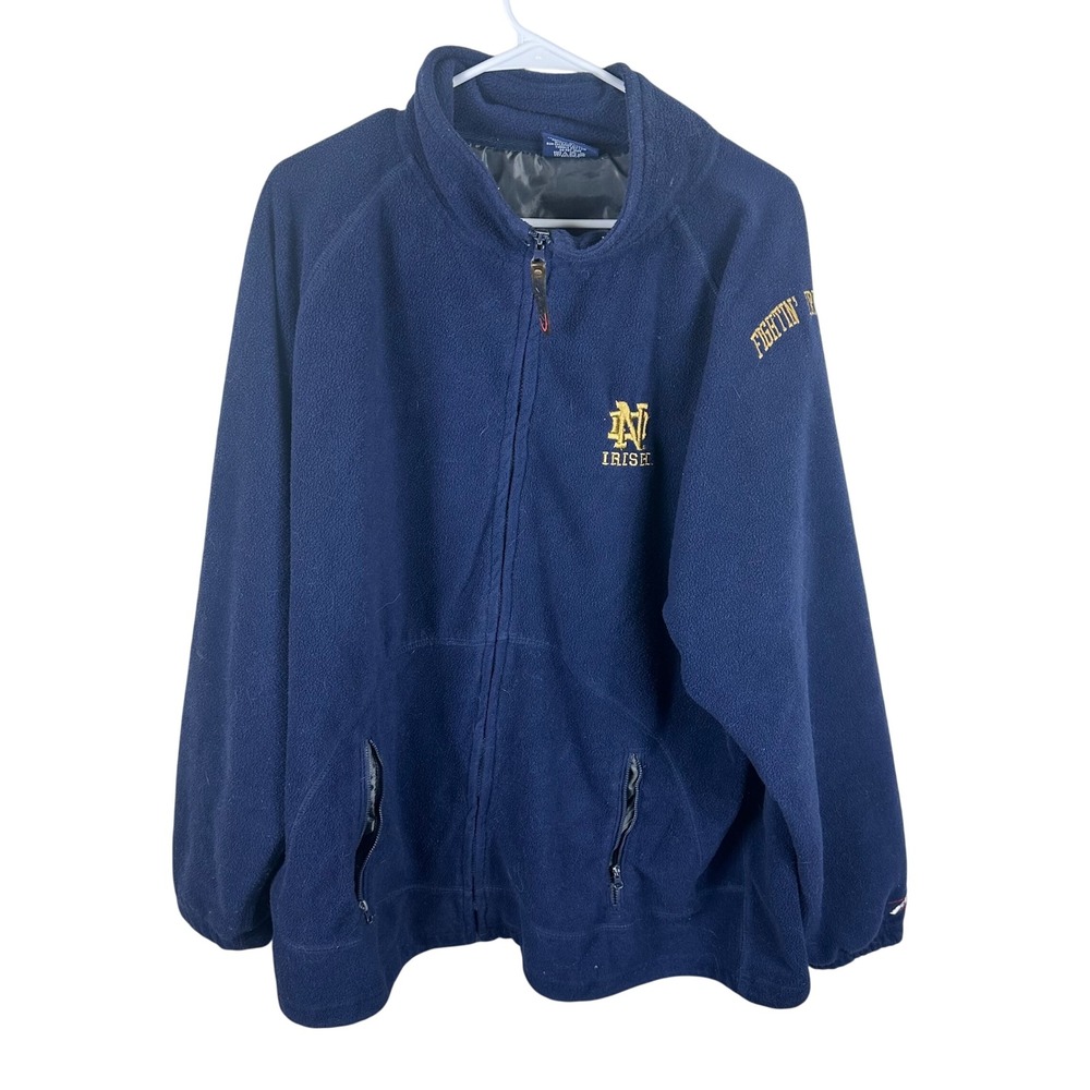 Pro‎ Player Notre Dame Jacket Mens XL Navy Blue Full Zip Fleece Outdoor NCAA ND